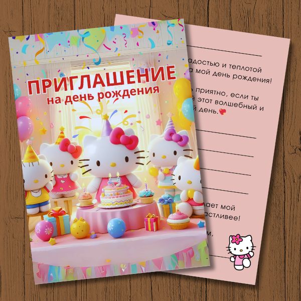 Детские Приглашения Хеллоу Китти